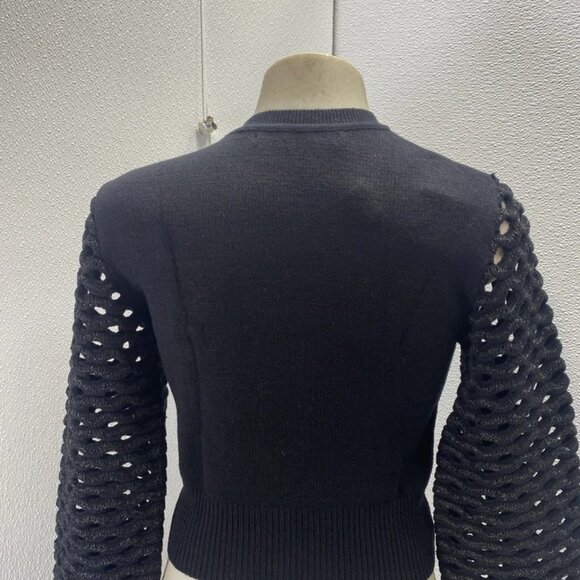 NEW MARIA PAVAN Womens Sequin Braided Long Sleeve Soft Sweater Size M Black - Picture 2 of 12